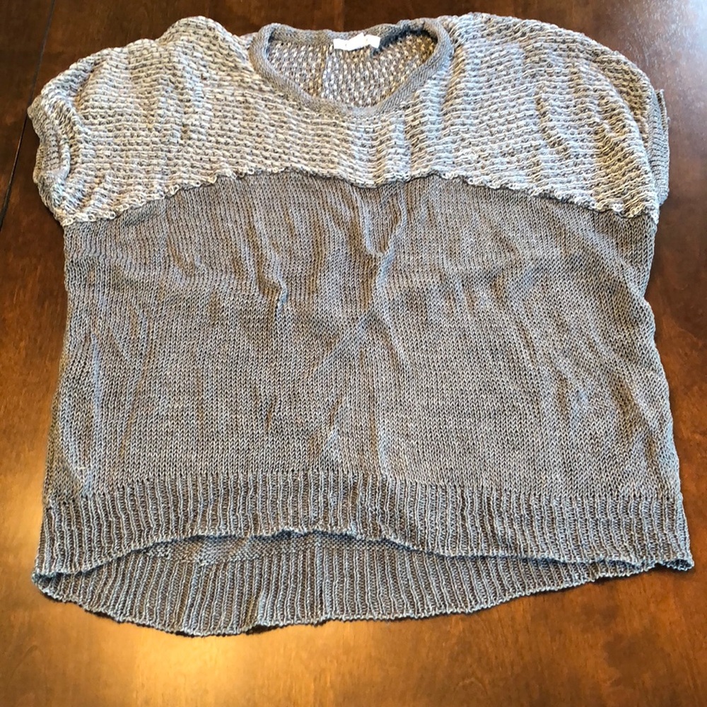 Gray linen Duffy short sleeve top